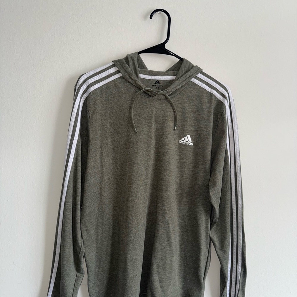 Adidas Men's Green Hoodie Shirt